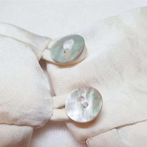 Adiva Pearl Sleeveless Keyhole Cream LeChute Satin Cowl Neck Mini Dress - Picture 7 of 8